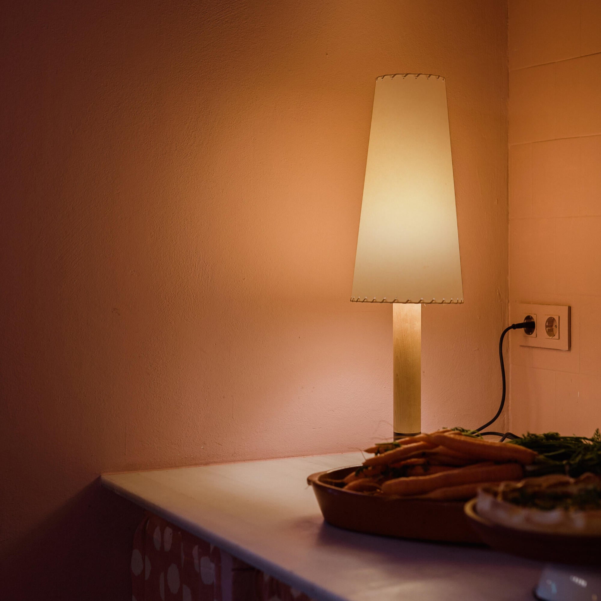 Basica M2 Table Lamp - Bronze/Stitched Beige Patchment-3