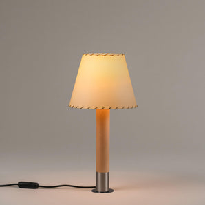 Basica M1 Table Lamp - Stabilizing Disc Nickel/Stitched Beige Parchment