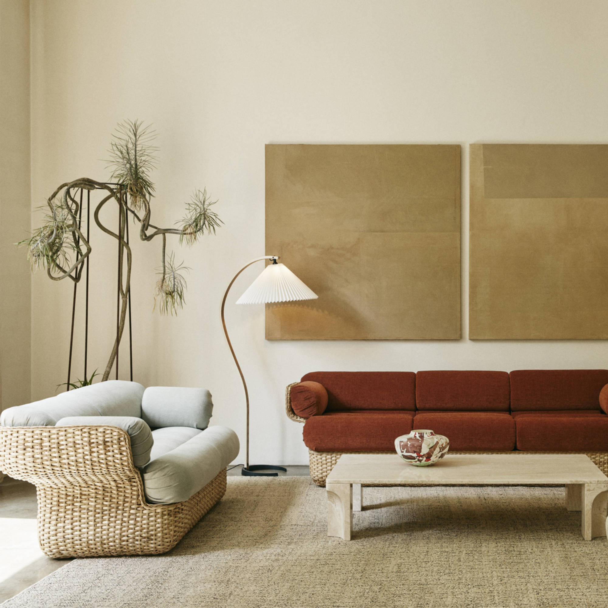 Basket 44005 Outdoor Sofa - Rattan/Fabric B (Mumble 40)