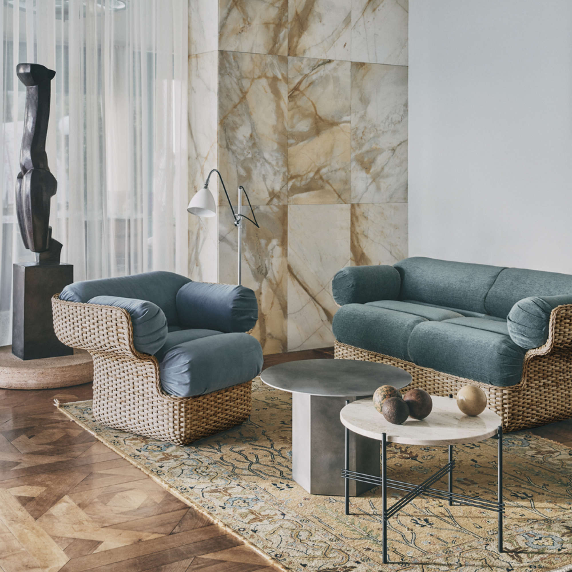 Basket 44005 Outdoor Sofa - Rattan/Fabric B (Lorkey 040)-2