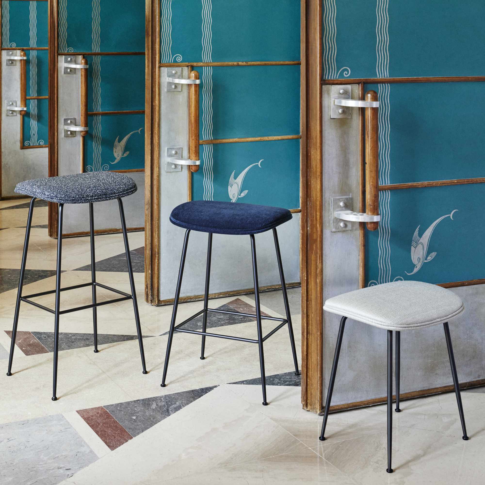 Beetle 10235 Counter Chair - Black Matt/Fabric C (Belsuede Special FR 016)-2