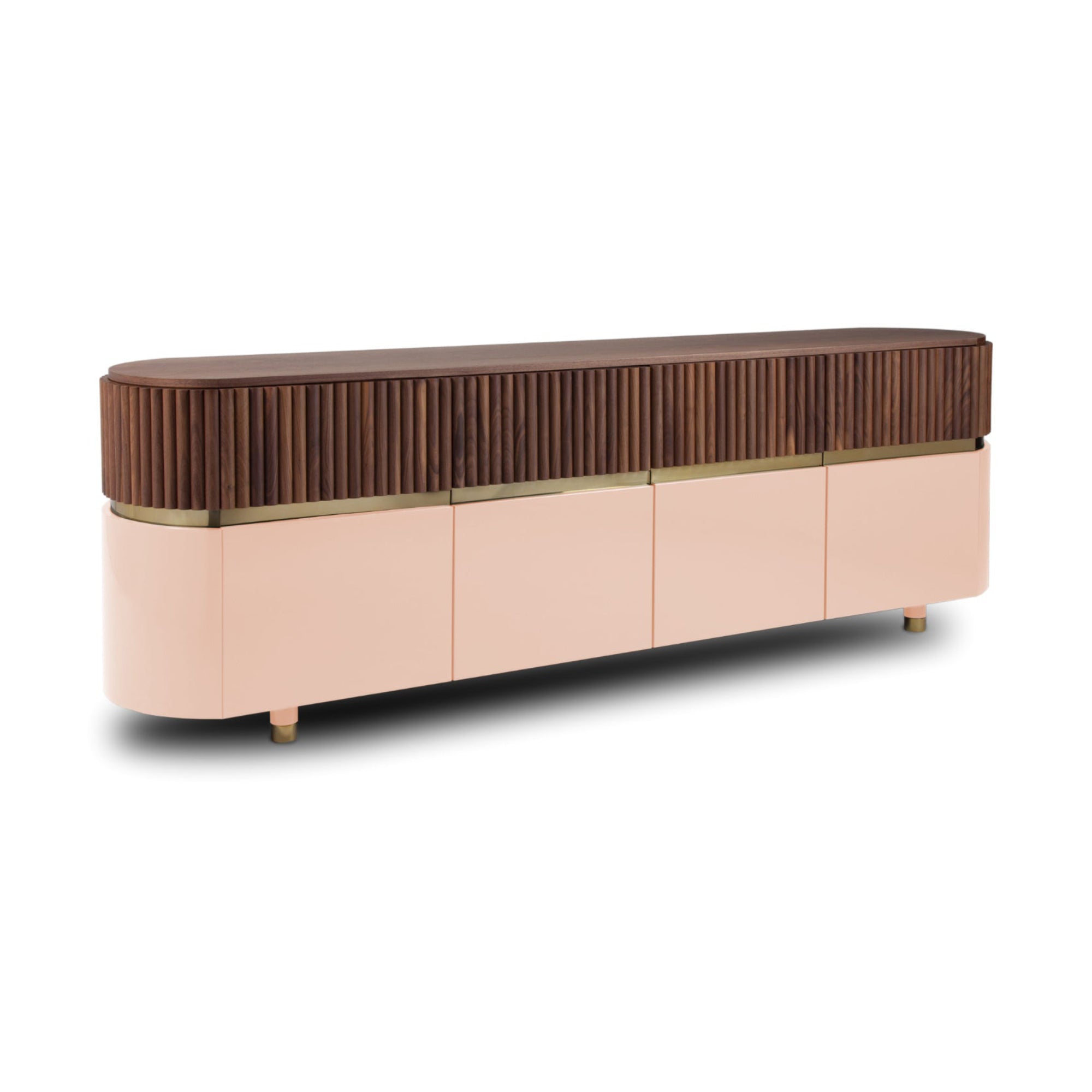 Berlin 246 Sideboard - Nude/Satin Brass/Natural Walnut-1