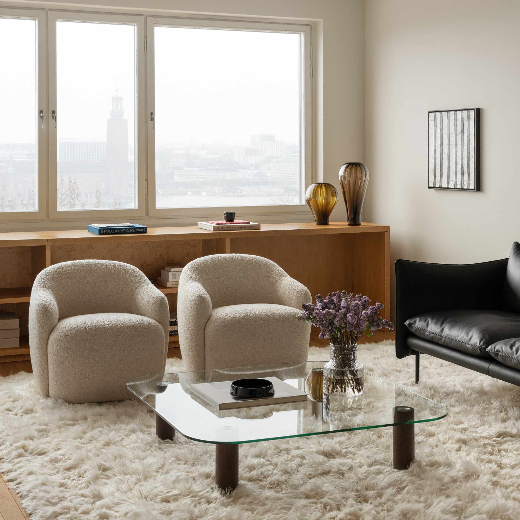 Big Sur Large Low Coffee Table - Smoke/Clear Glass-2