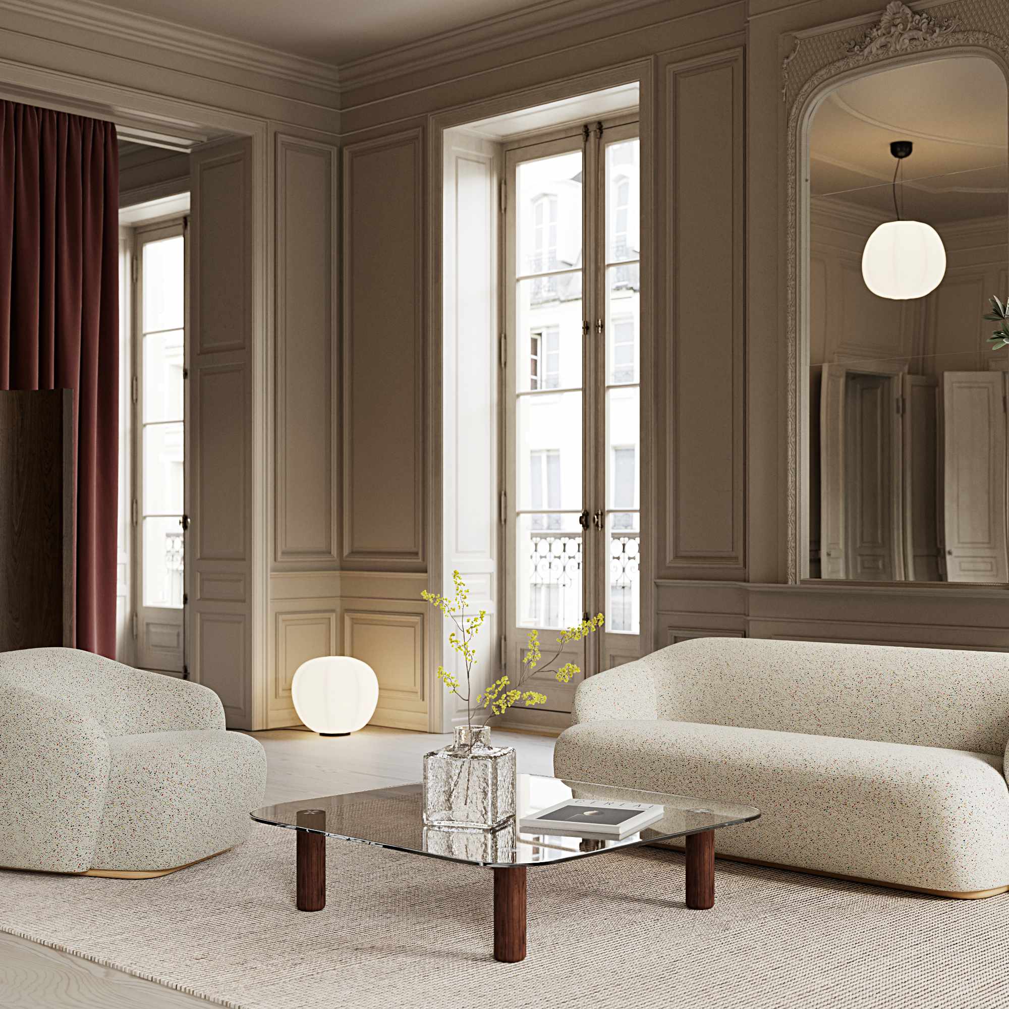 Big Sur Large Low Coffee Table - Smoke/Clear Glass-3