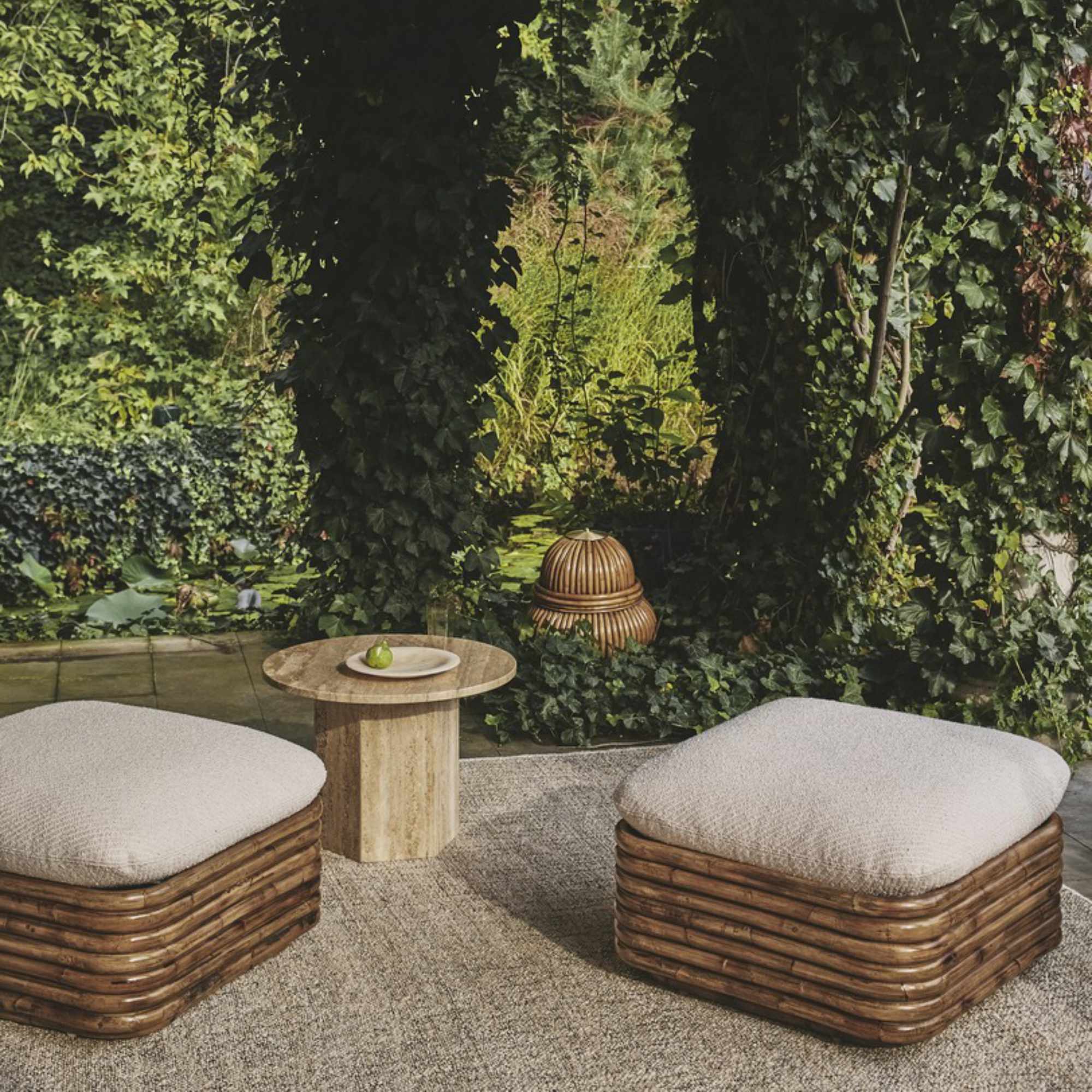 Bohemian 43581 Outdoor Ottoman - Rattan/Fabric B (Flair Special FR 101)-6