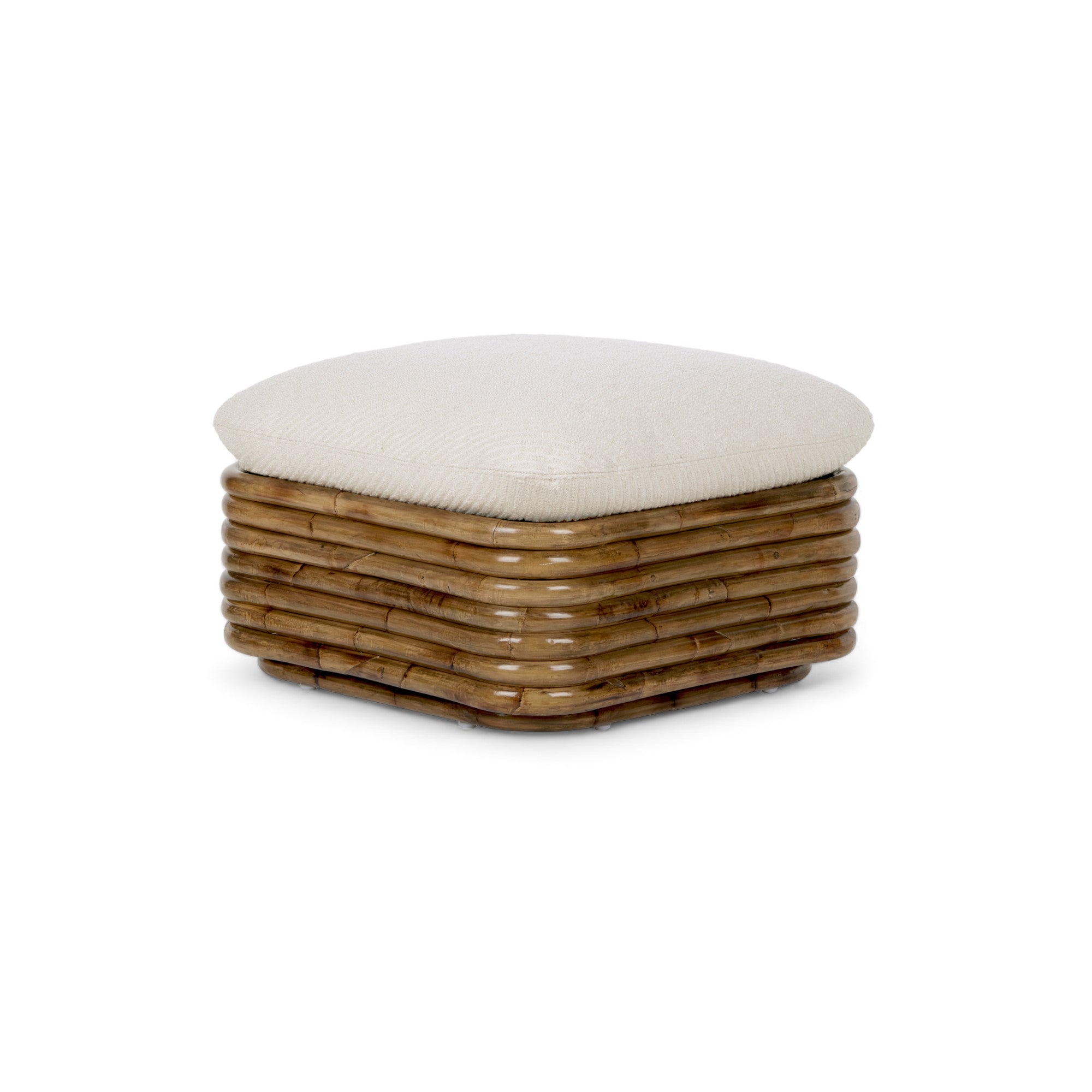 Bohemian 43581 Outdoor Ottoman - Rattan/Fabric C (Lupo Special Diagonal Boucle 007)