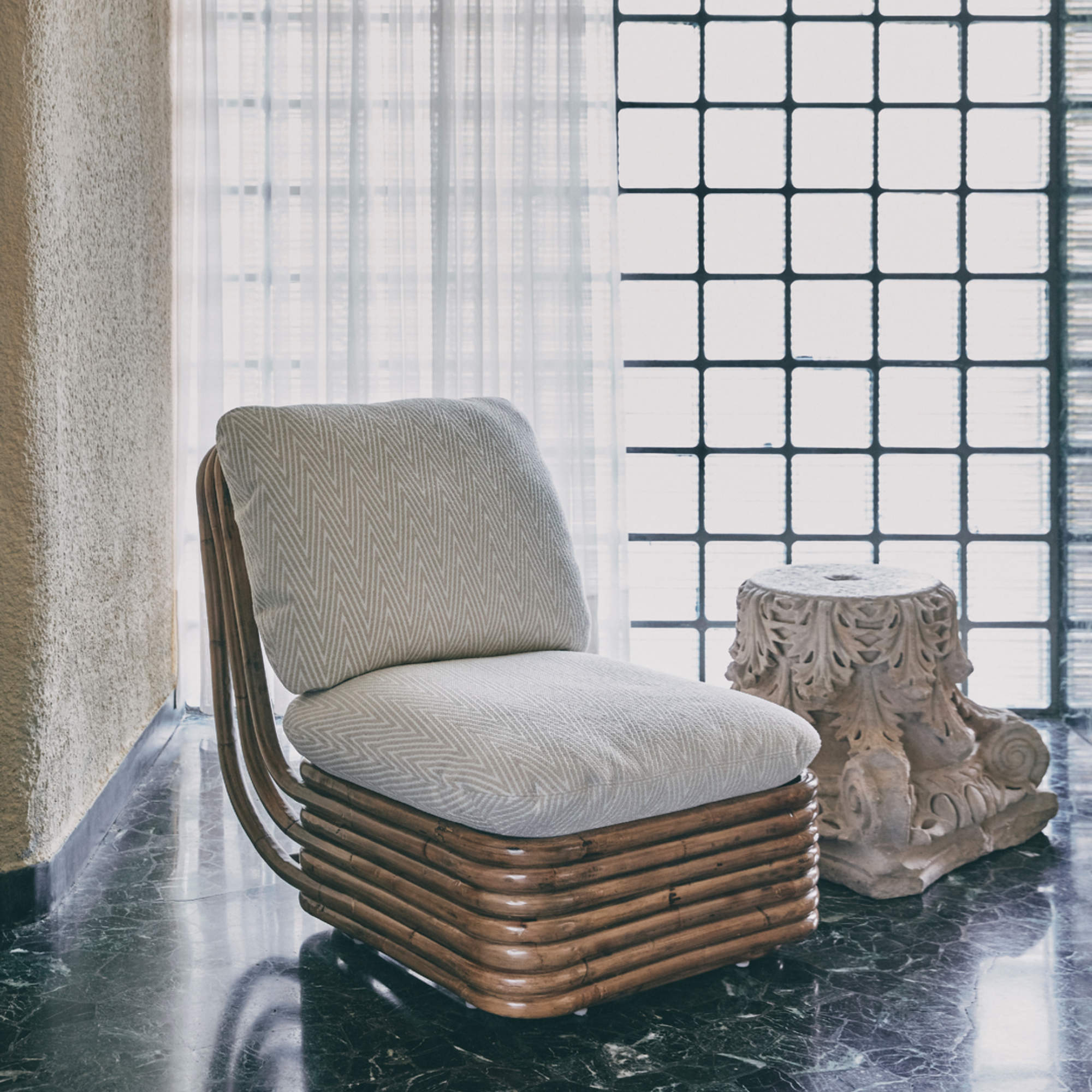 Bohemian 43580 72 Outdoor Lounge Armchair - Rattan/Fabric D (Chevron Outdoor FR 002)-2