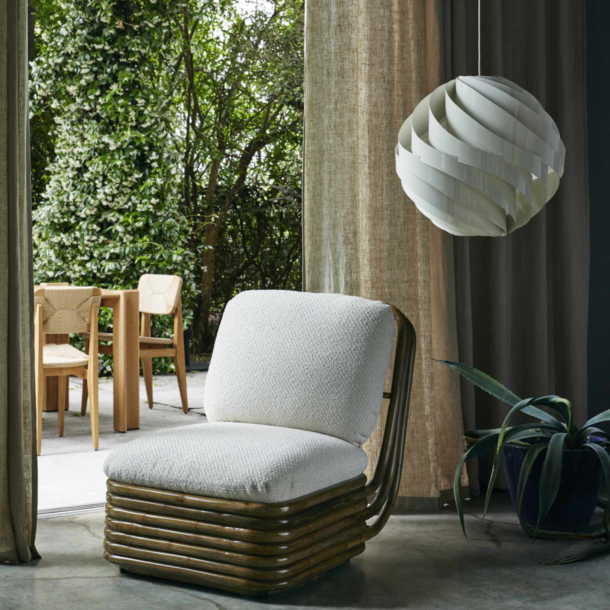 Bohemian 43580 72 Outdoor Lounge Armchair - Rattan/Fabric C (Lupo Special Diagonal Boucle 007)-5