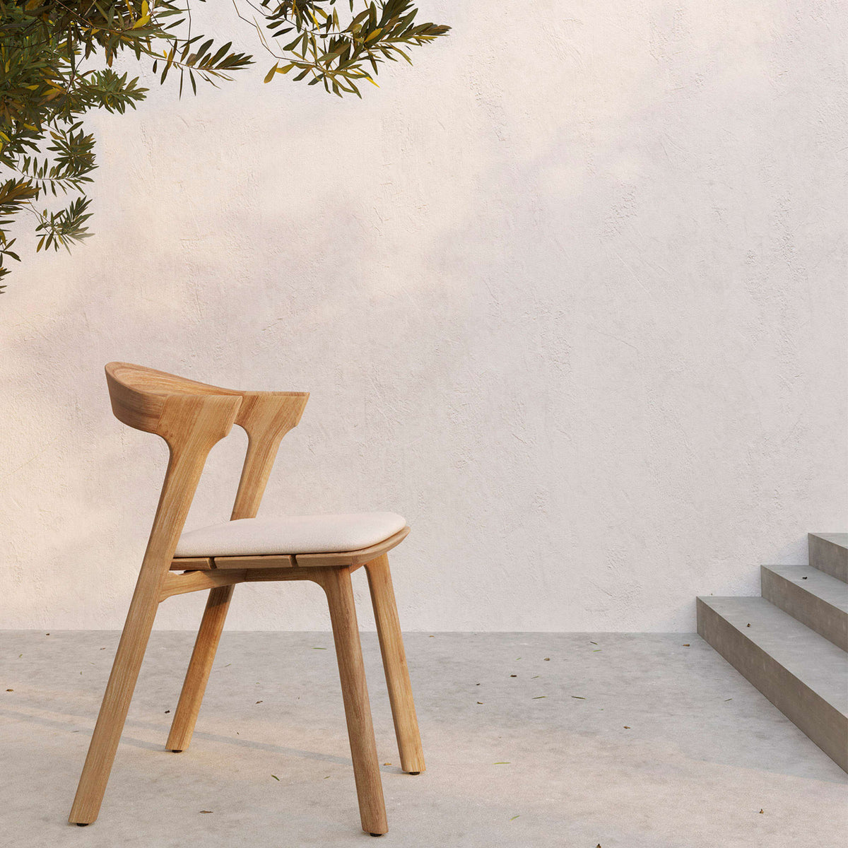 Bok 10351 Outdoor Dining Chair - Teak/Fabric (Off-White)-2