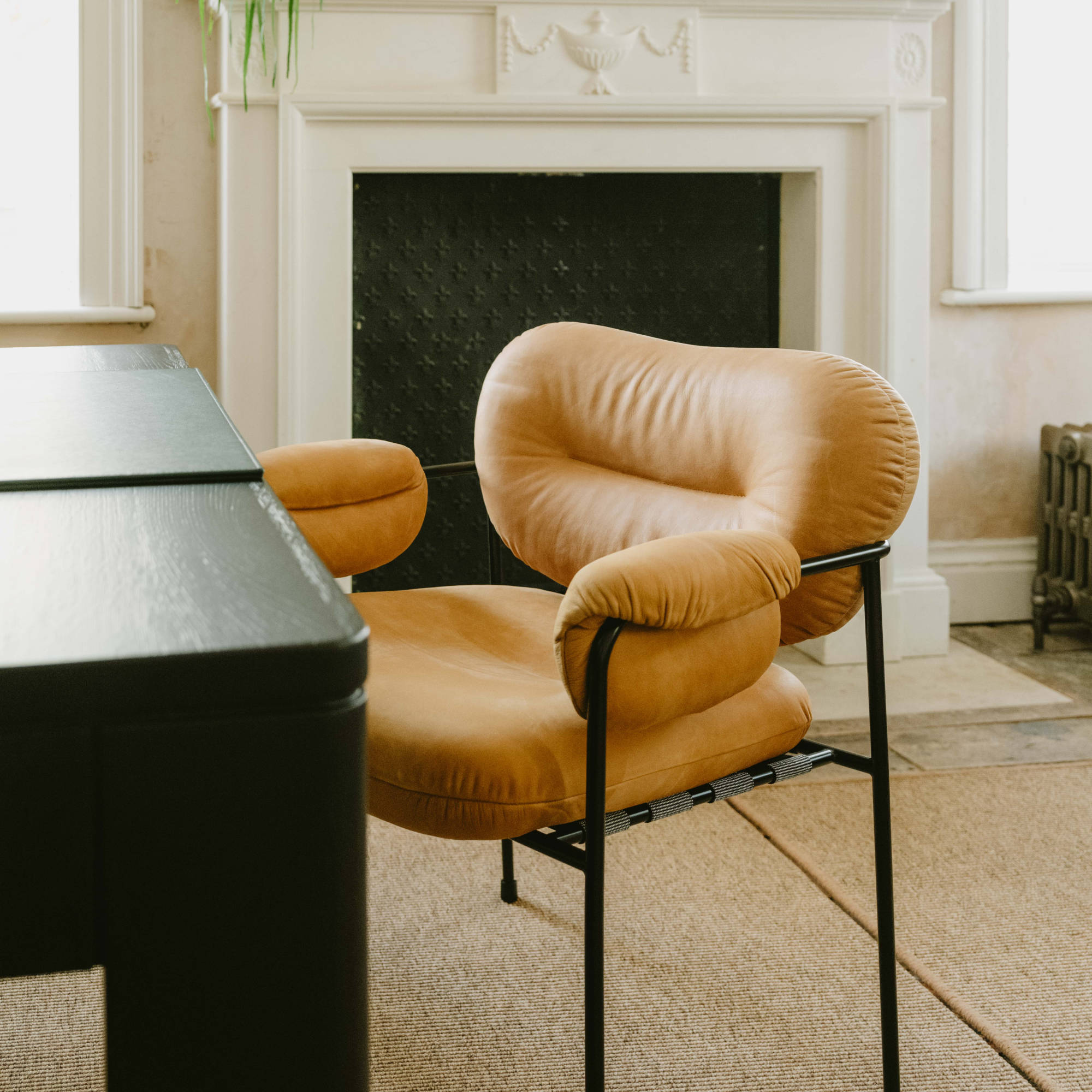 Bollo Lounge Chair - Matte Black/Leather Vintage 2 (Cognac)-4