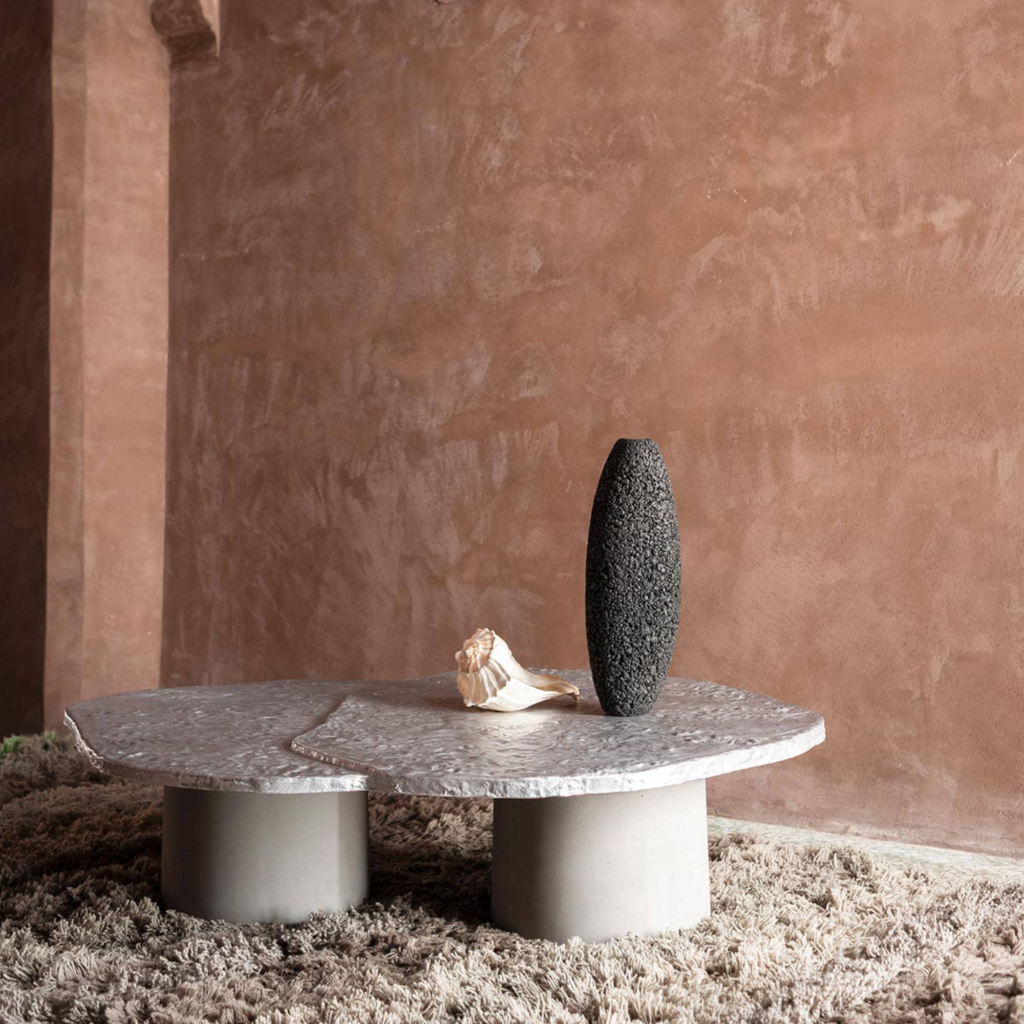 Brut 0BRTTB130 Coffee Table - Grey Cement/Aluminum