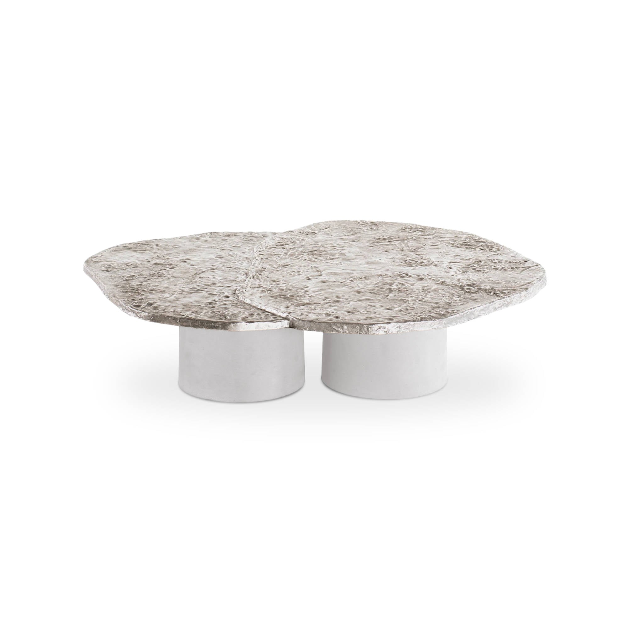 Brut 0BRTTB130 Coffee Table - White Cement/Aluminum