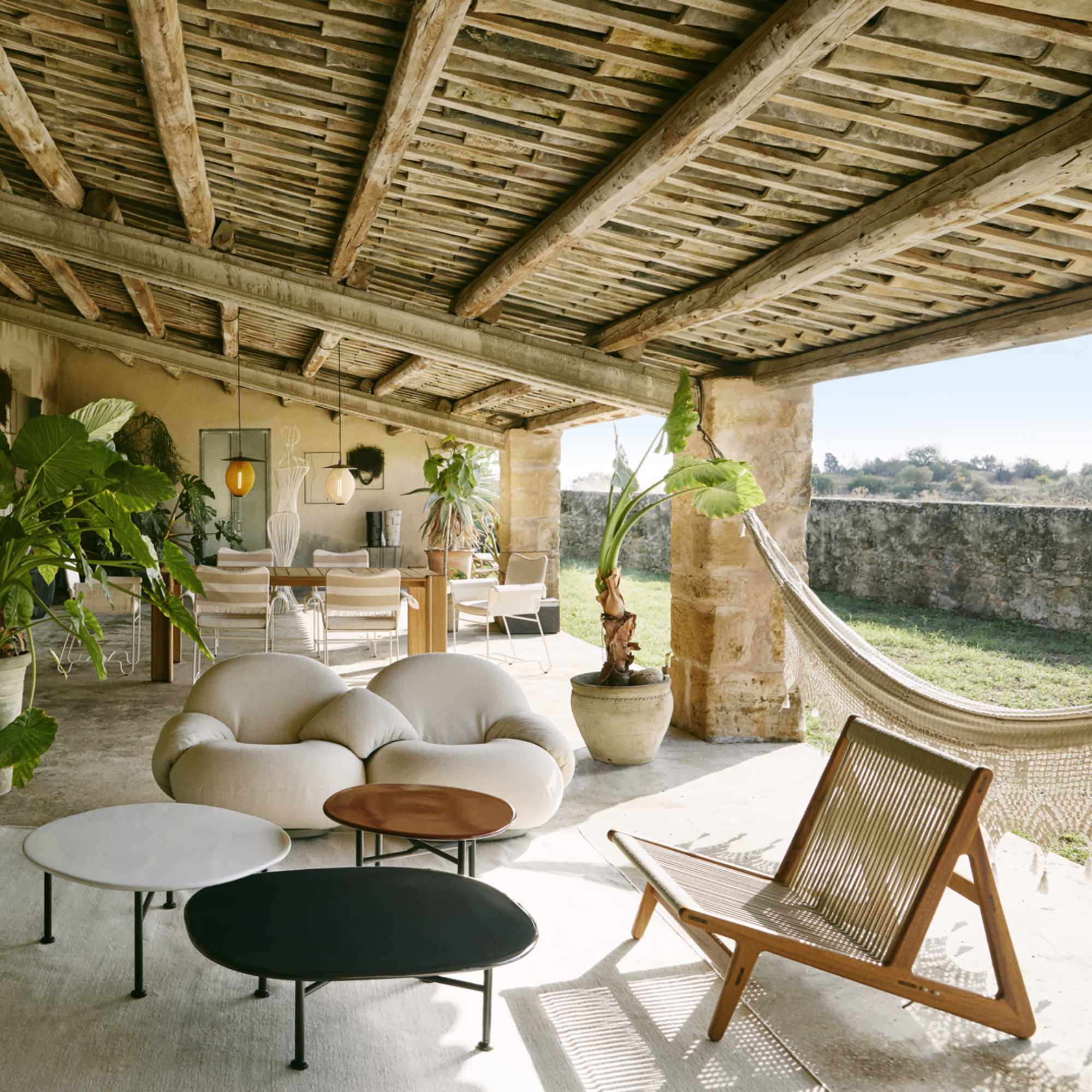 Carmel 59044 Outdoor Coffee Table - Black/Rock Red-4