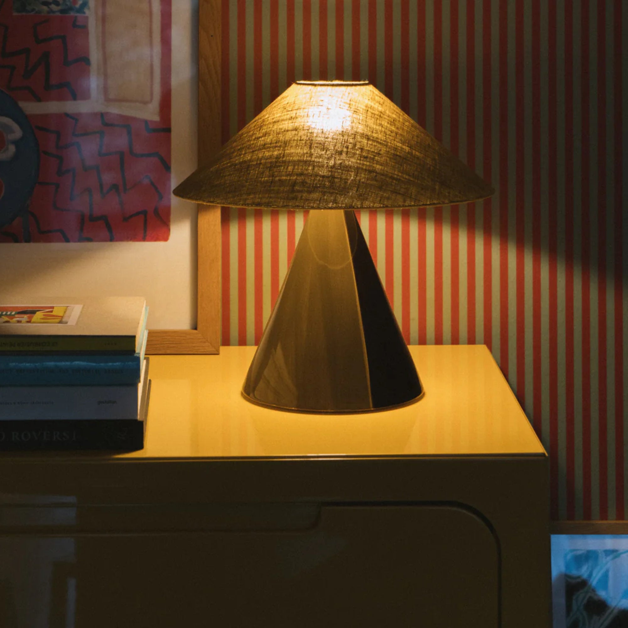 Caterina Table Lamp - Dark Brown/Golden Olive/Golden Olive Linen Fabric