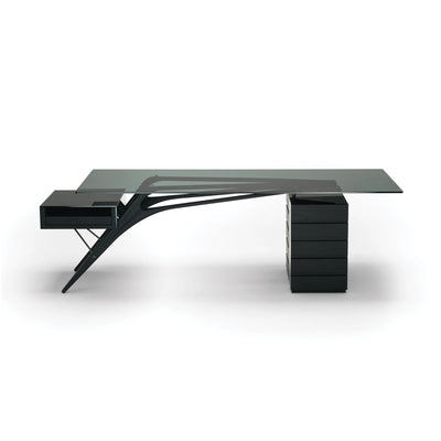 Cavour CM 2690 Desk - Black Oak/Smoky Glass