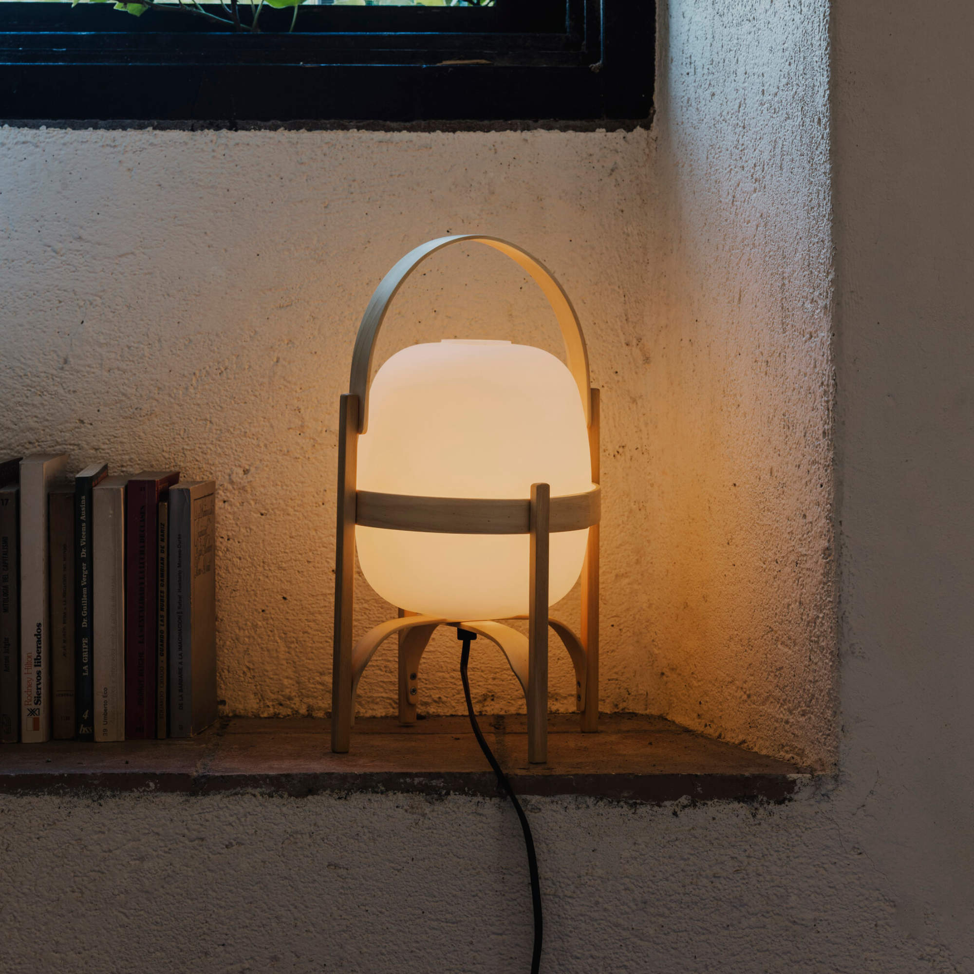 Cestita Table Lamp - Cherry Wood/White Opal Glass-3