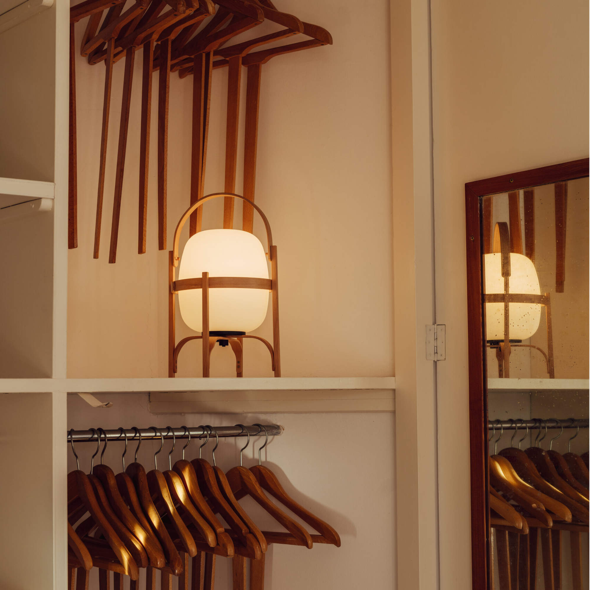 Cestita Bateria Portable Table Lamp - Cherry Wood/White Opal Glass-5