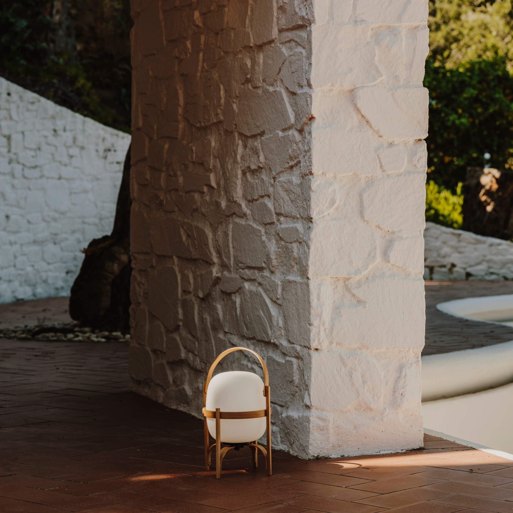 Cestita Bateria Portable Table Lamp - Cherry Wood/White Opal Glass-4