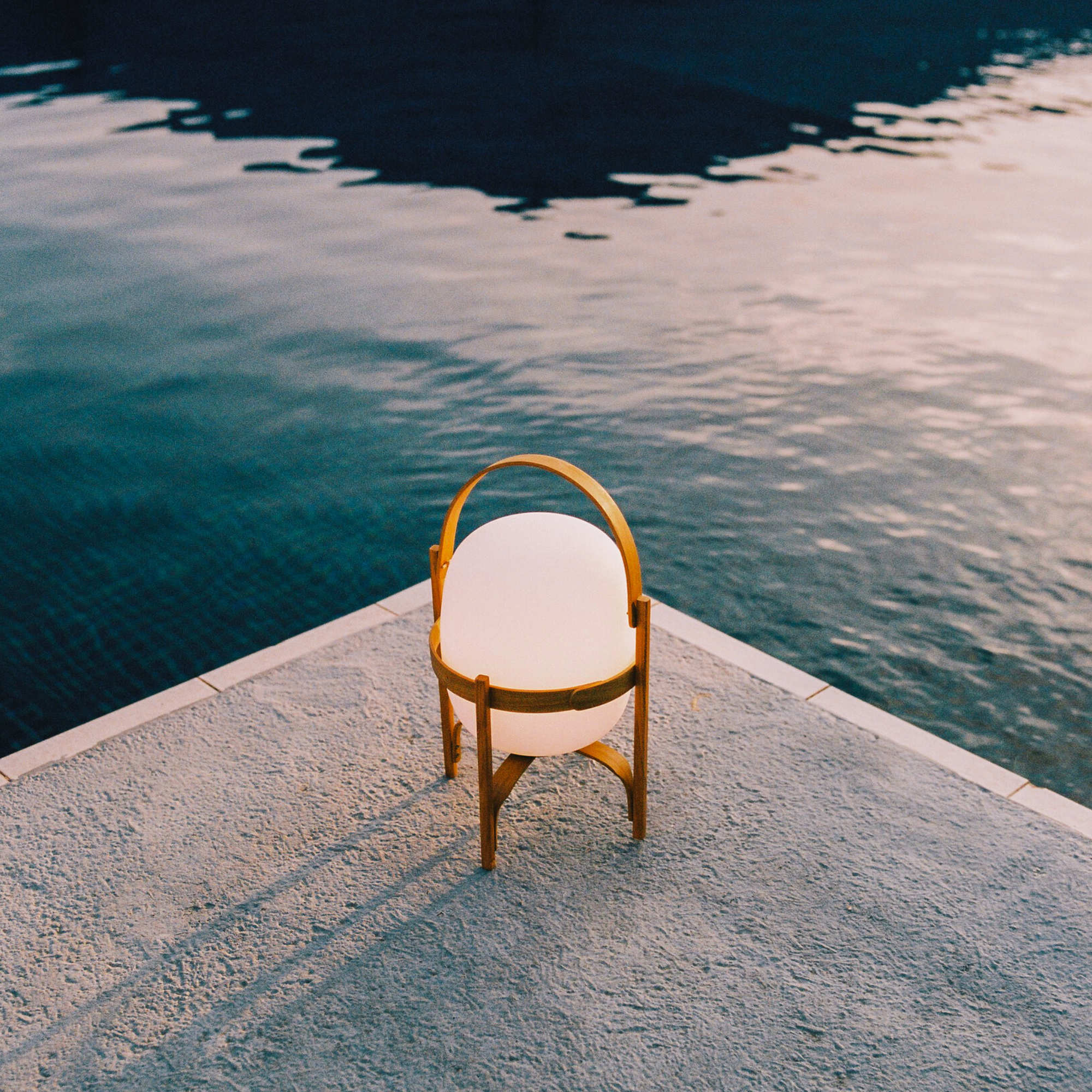 Cestita Bateria Portable Table Lamp - Cherry Wood/White Opal Glass-2