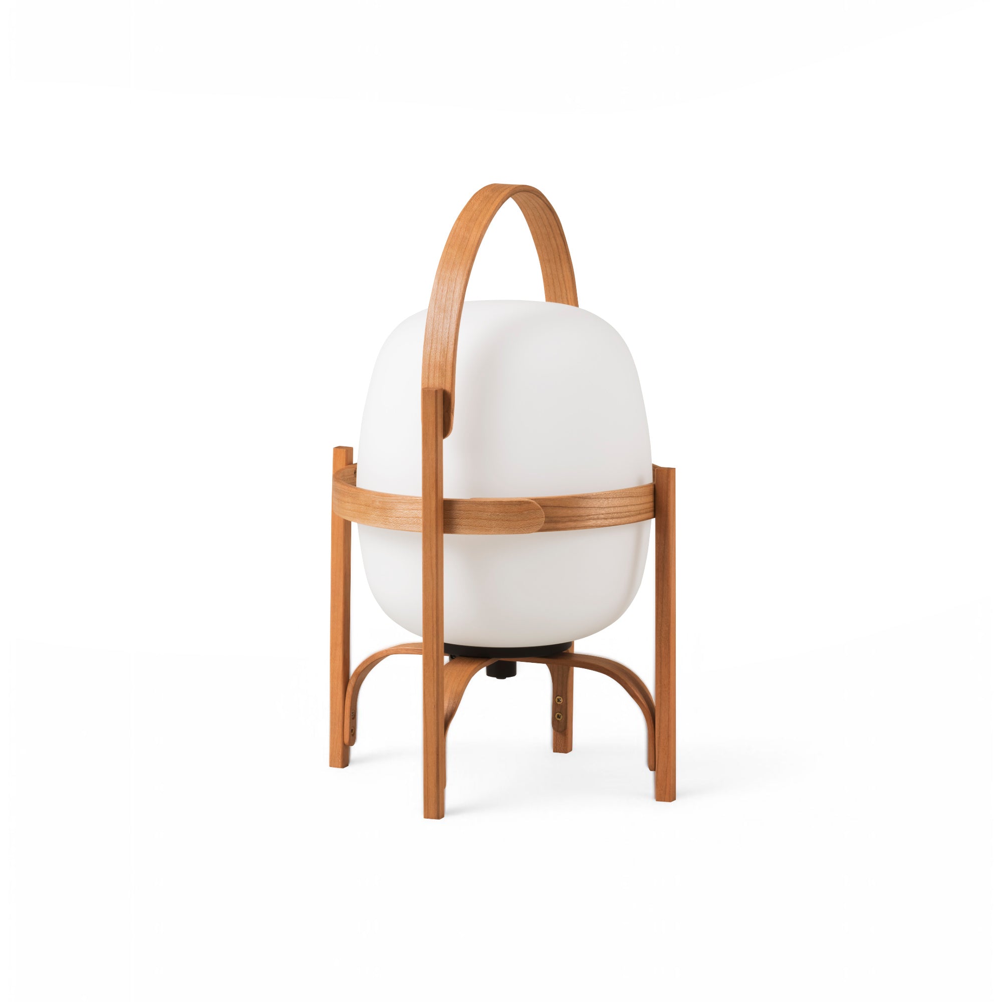 Cestita Bateria Portable Table Lamp - Cherry Wood/White Opal Glass-1