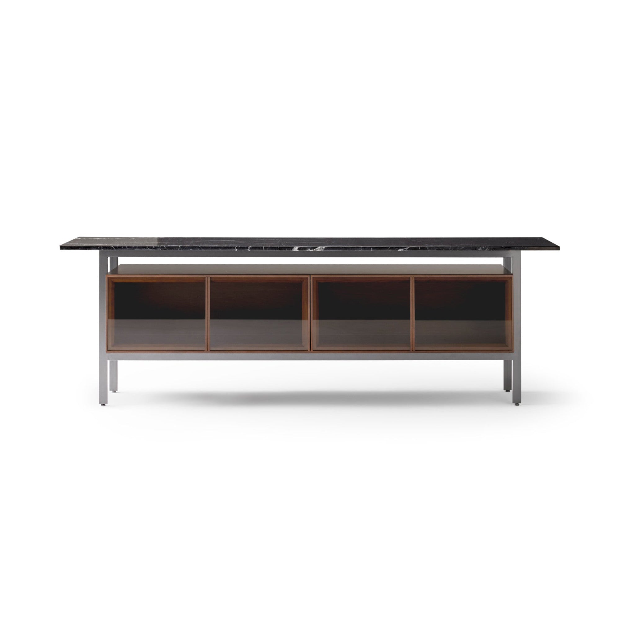 Chicago Sideboard - Epoxy Black Nickel/Super-Matt Walnut/Marquina Marble-3