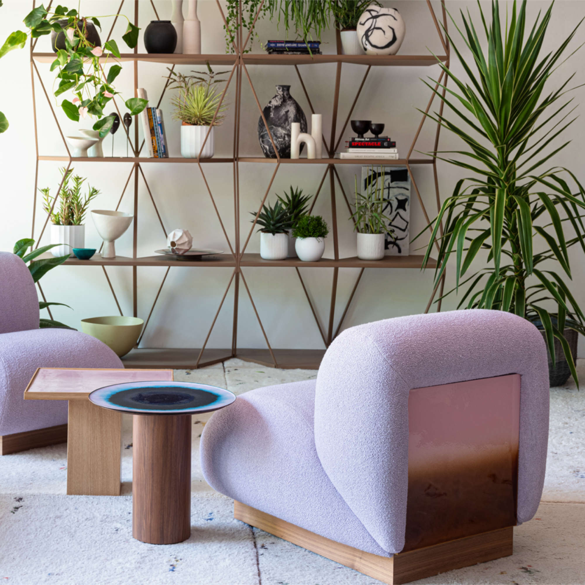 Clay CL2001 Armchair - Walnut/Rose Wood/Fabric W (Fuzzy A7105)-4