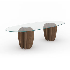 Coral CRL301 Dining Table - Walnut Stained Walnut/Tempered Glass