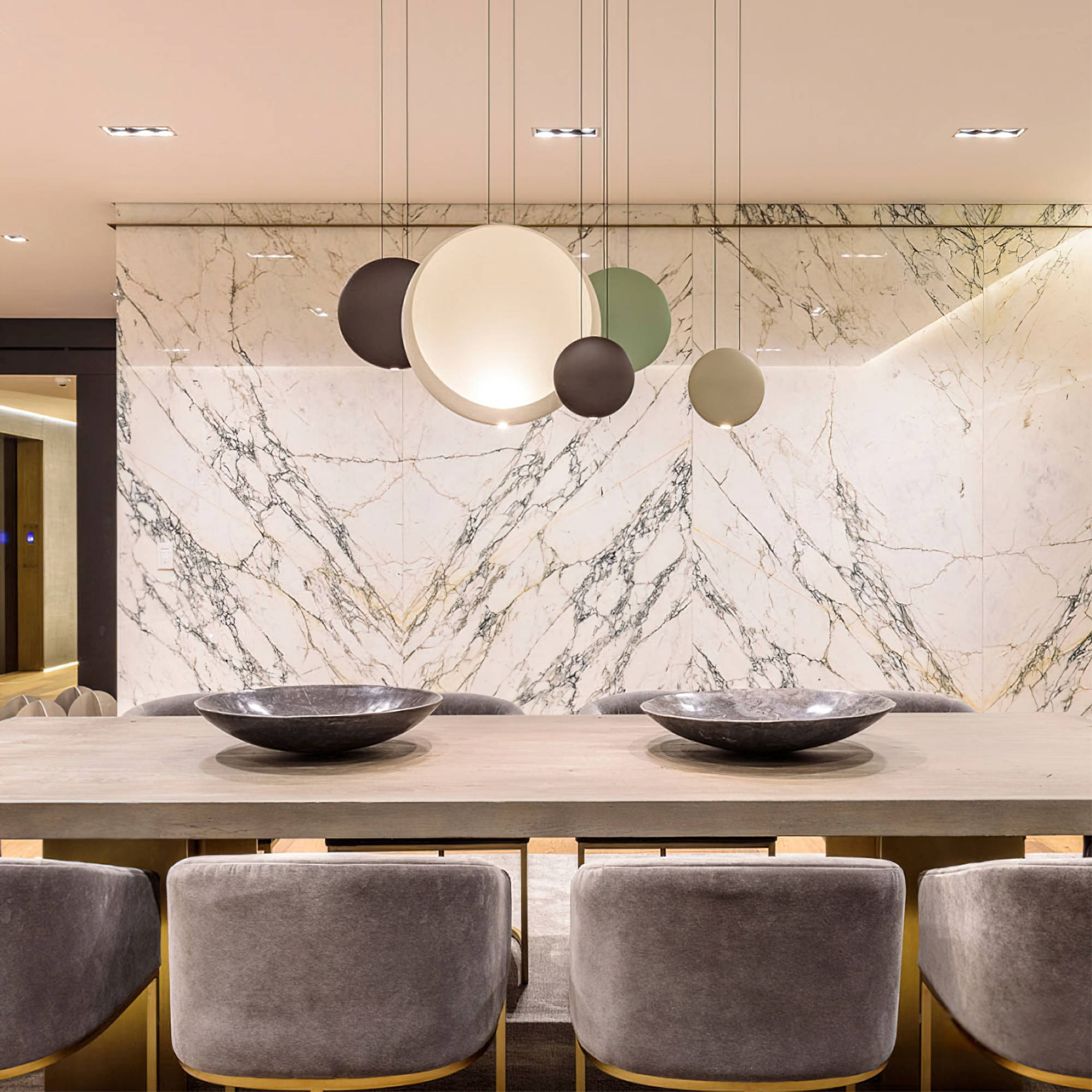 Cosmos 2511 Pedant Lamp - Green/White/Chocolate