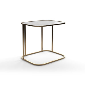 Arlon 007621 Side Table - Brass/White Glass