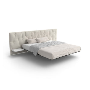 Chance Up 180 Bed - Polished Aluminium/Gloss White/Fabric G (Serafina 06 Perla)