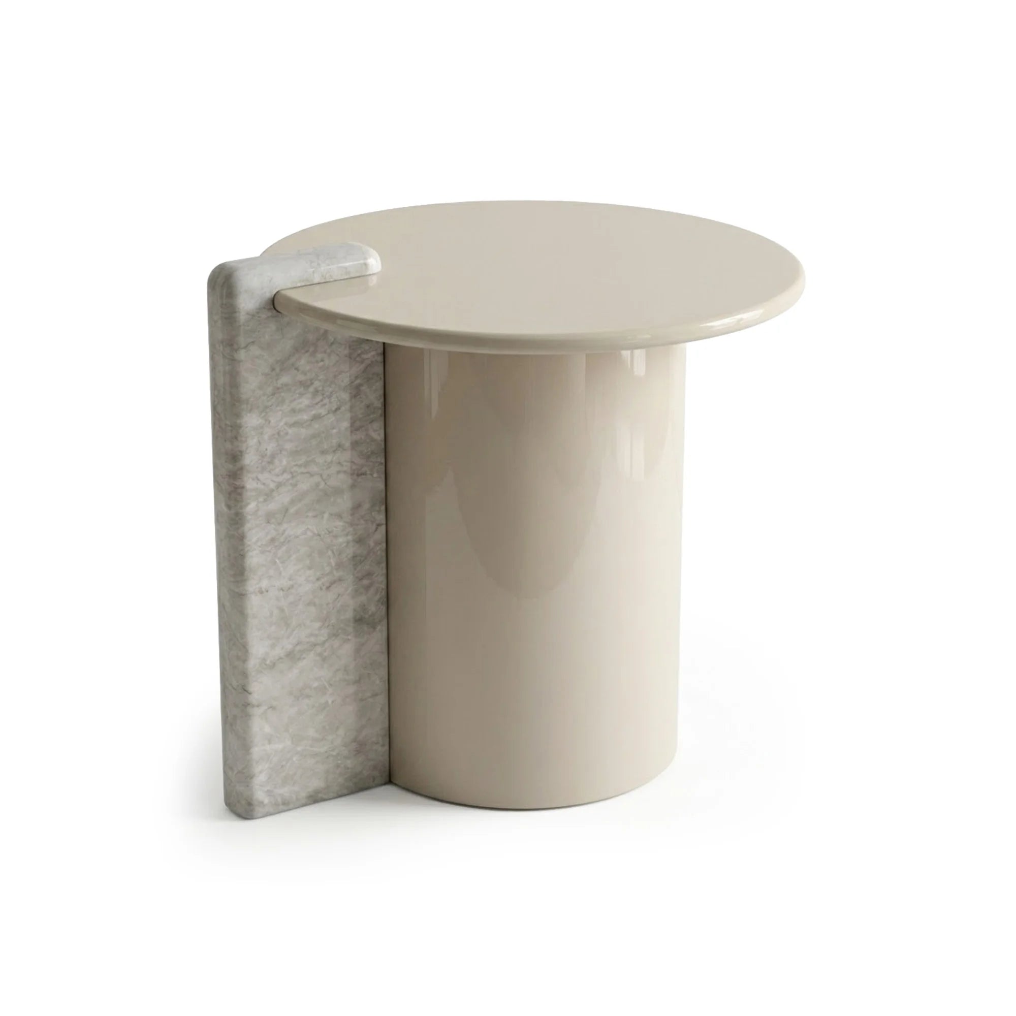 Petra 50 Side Table - Silver Moon/Mastice Glossy-3