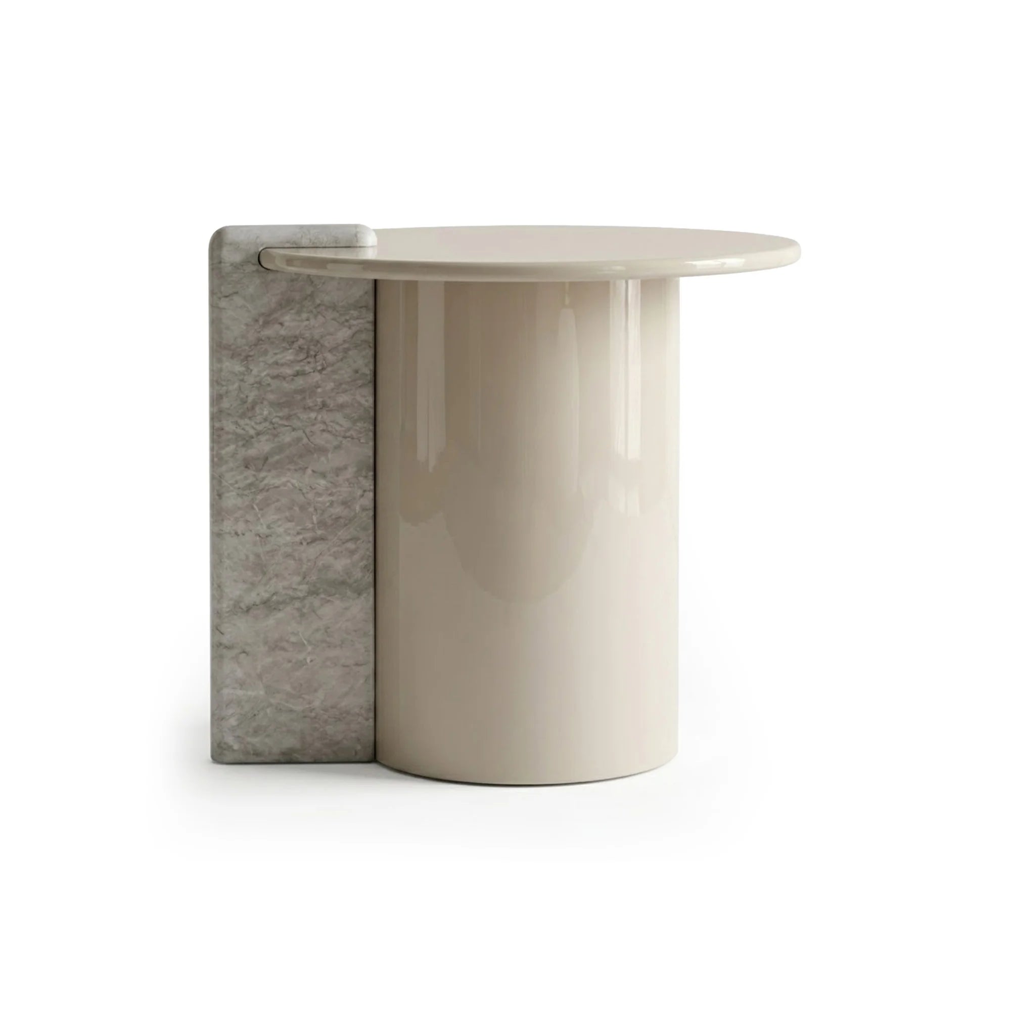 Petra 50 Side Table - Silver Moon/Mastice Glossy-1
