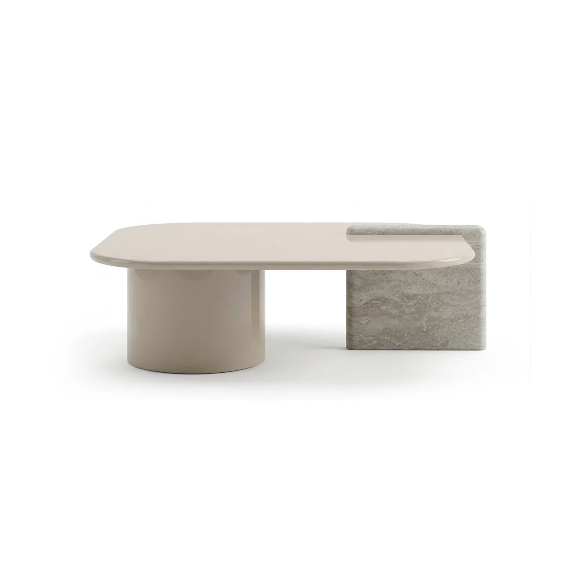 Petra 90 Coffee Table - Silver Moon/Mastice Glossy-3