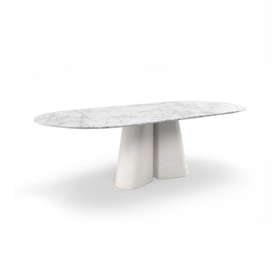 Pillar JTMC4 Dining Table - Gypsum White Cement/Carrara White MA02