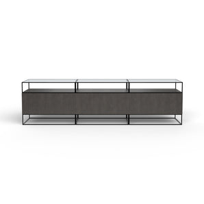 Unit Sideboard  - Black (ME09)/Grey Wood (LE12)/Transparent Glass (VE01)