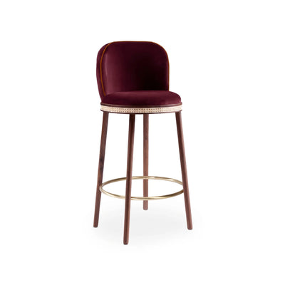 Alma Counter Stool - Black/Rattan/Brass/Velvet 2 (Wine F3210031)