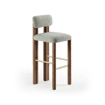 Camelia Wood Bar Chair - Polished Brass/Walnut/Fabric 5 (Gipsy Celadon)