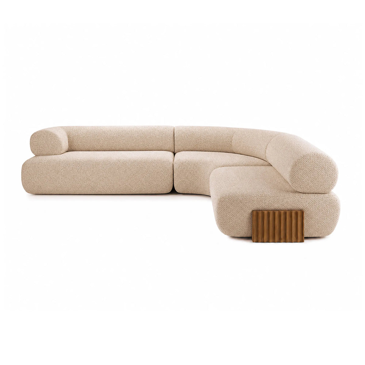 Carmel Wood Feet Composition 1 Sofa - Camel Oak/Fabric (Wild Things 03)