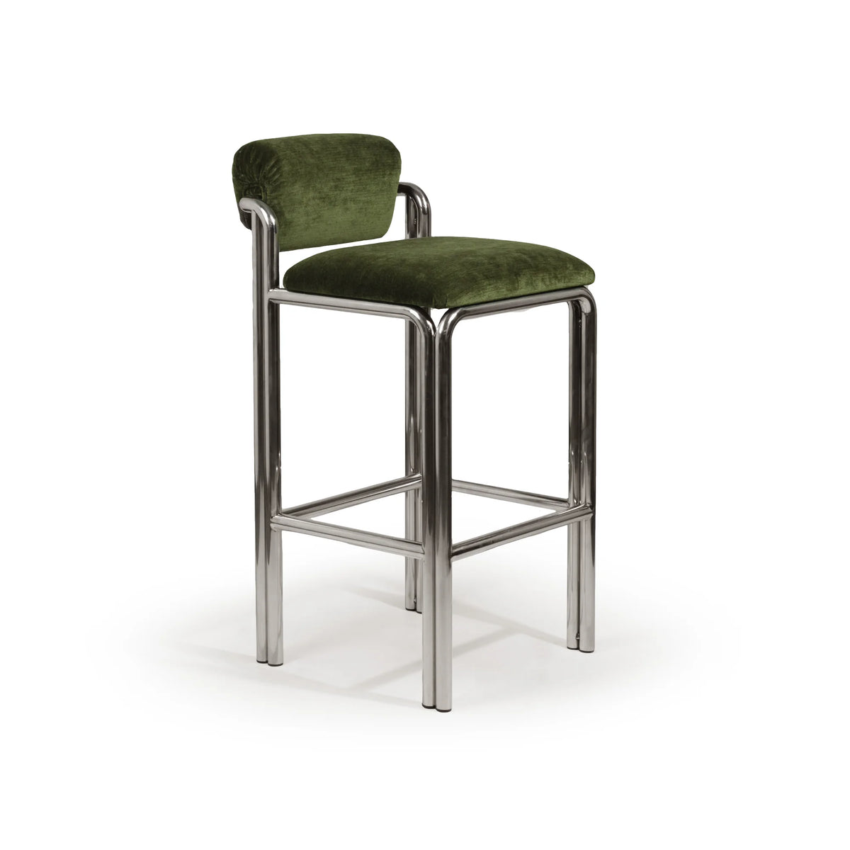 Cubu 96 Bar Stool - Polished Nickel/Fabric (Orion Nettle)-1