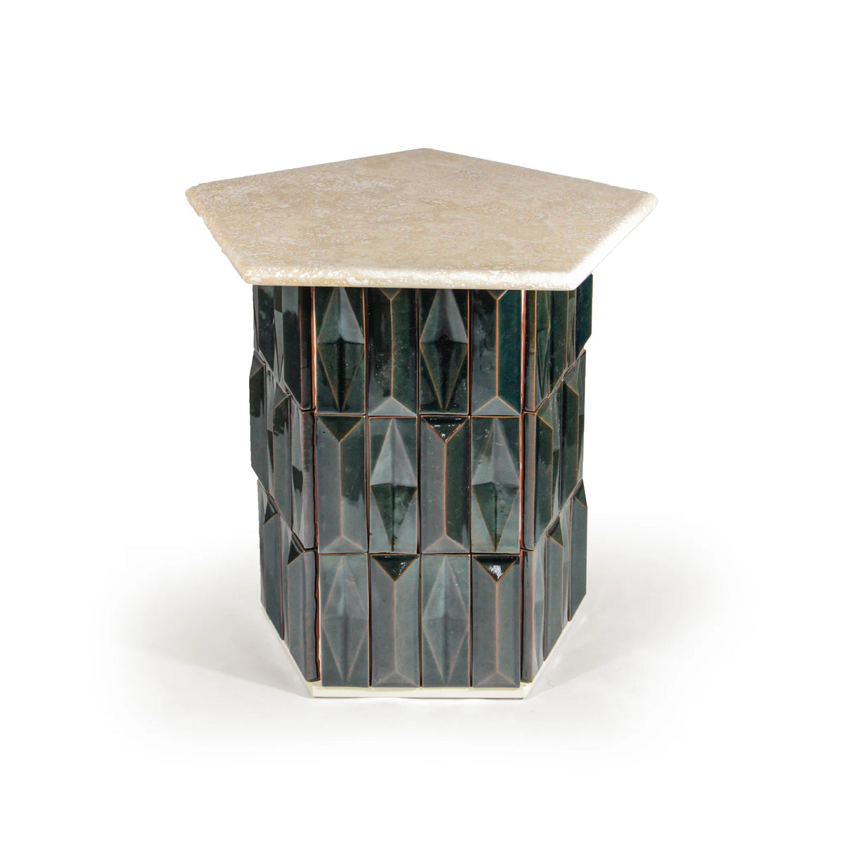 Milano 65 Side Table - Terracotta/Travertine