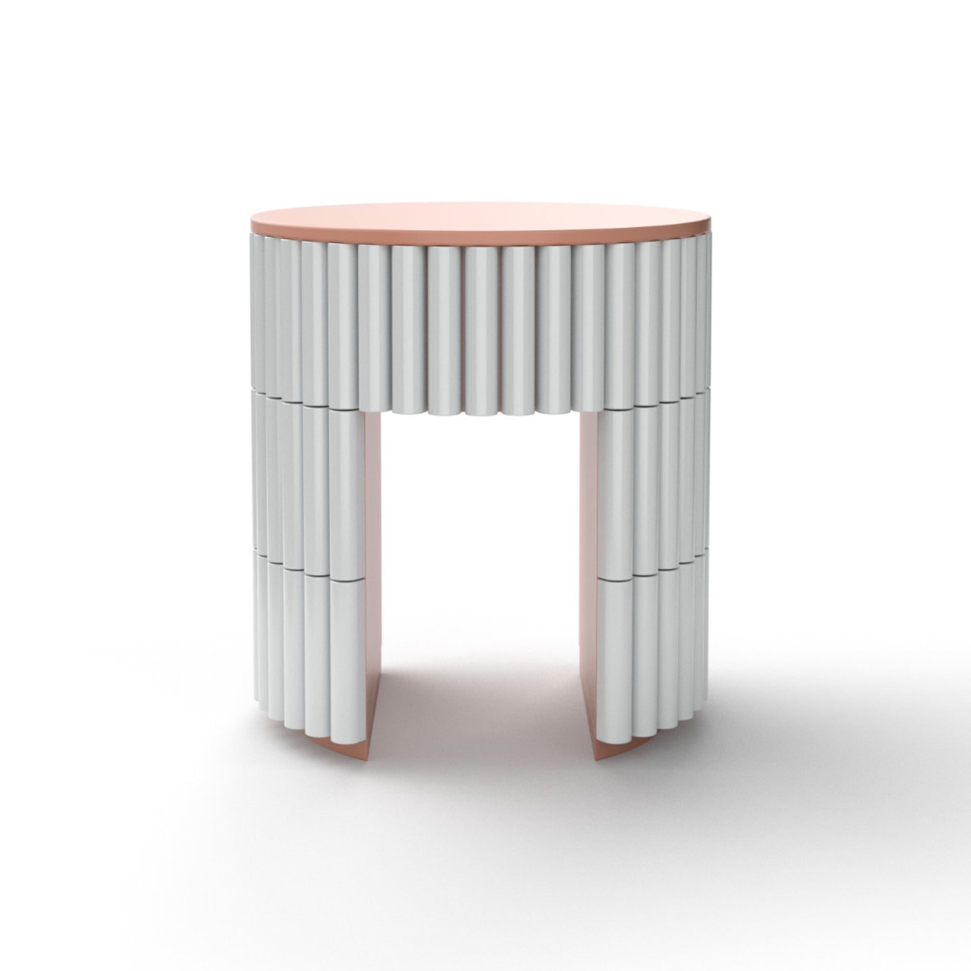 Nouvelle Vague Side Table - Off-White Tiles/Powder Wood-3