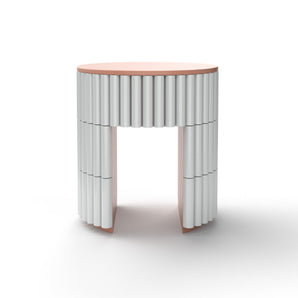 Nouvelle Vague Side Table - Off-White Tiles/Powder Wood