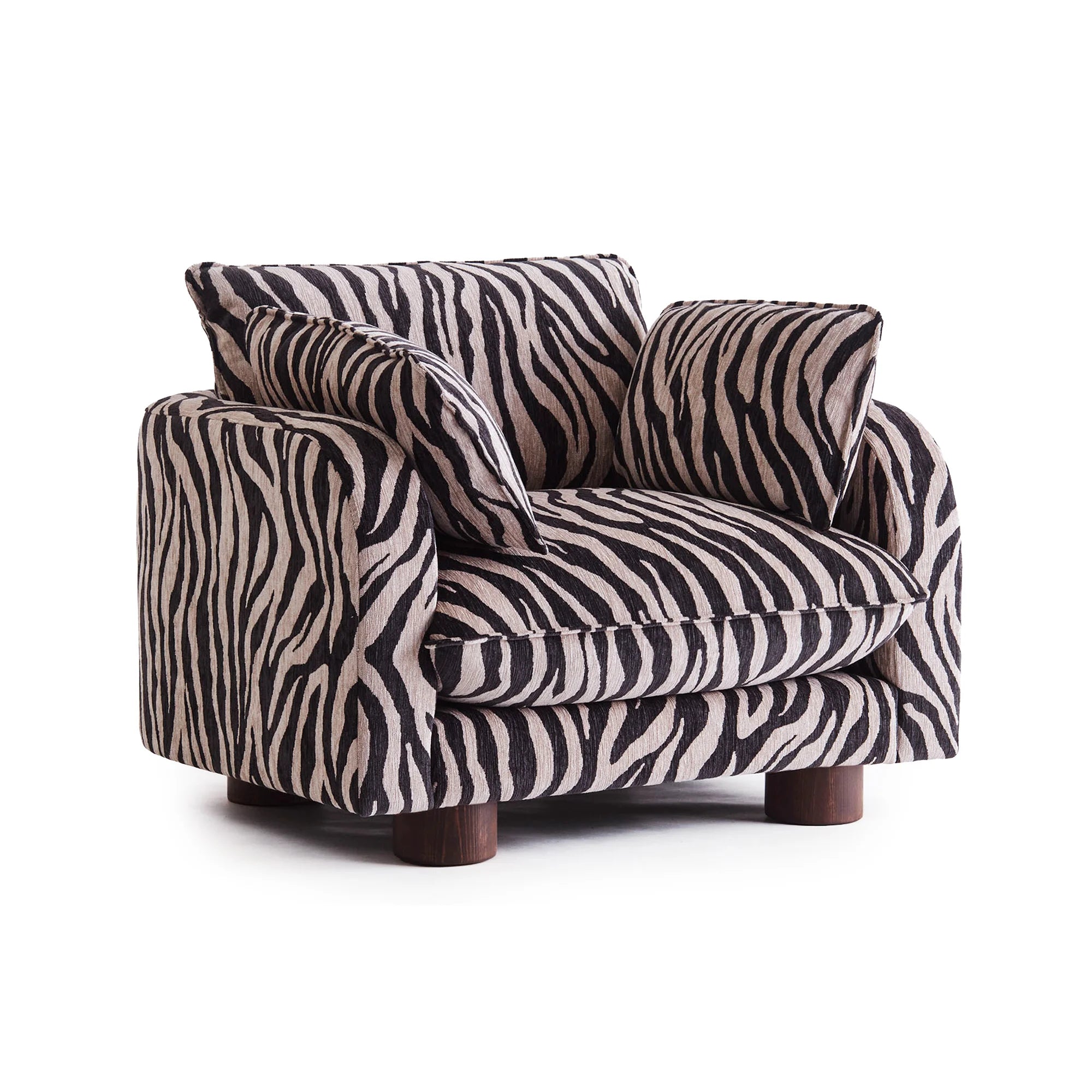 Miles Zebra Armchair - Walnut Stained Beech/Fabric (Fleck 5)