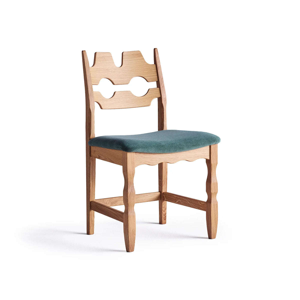 Green Razor Chair Dusty Deco - Razor Blade Dining Chair - Oiled Oak/Fabric (Alpaca Green ...