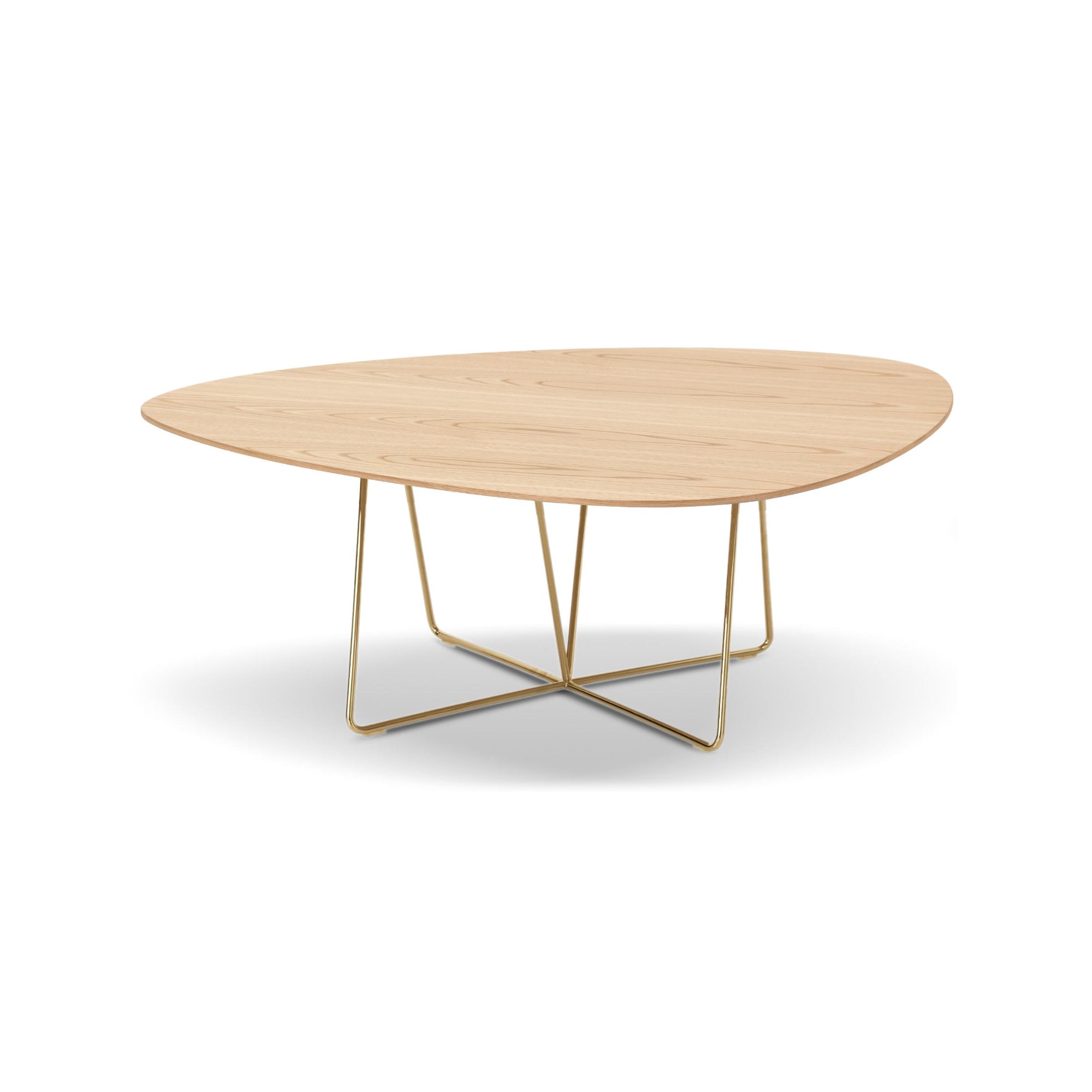 Dabliu 007627 Coffee Table - Gloss Gold/Natural Chestnut