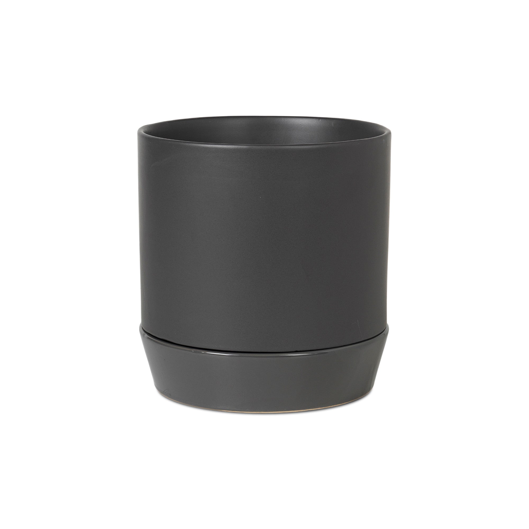 Denise Flowerpot With Saucer - Large/Charcoal-1
