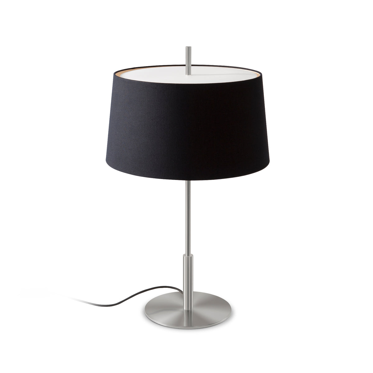 Diana Table Lamp – 45x78 / Satin Nickel/Stone Parchment / Black Linen-1
