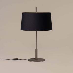 Diana Table Lamp - Satin Nickel/Black Linen/Stone Parchment