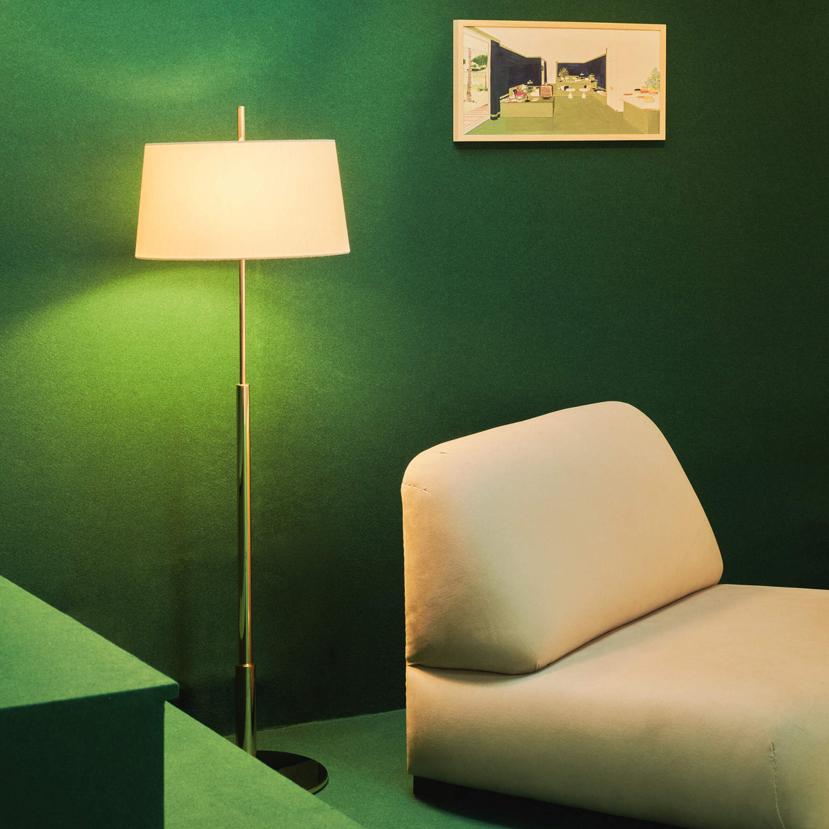 Diana Floor Lamp – 40x146 / Metal (Shiny Gold) / White Linen/Translucent White Parchment-2