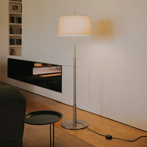 Diana Floor Lamp - Satin Nickel/White Linen/Translucent White Parchment